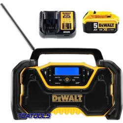 Dewalt DCR029-QW XR DAB+ RADIO 12V-18V-54V Radio/lader + accu 5.0Ah